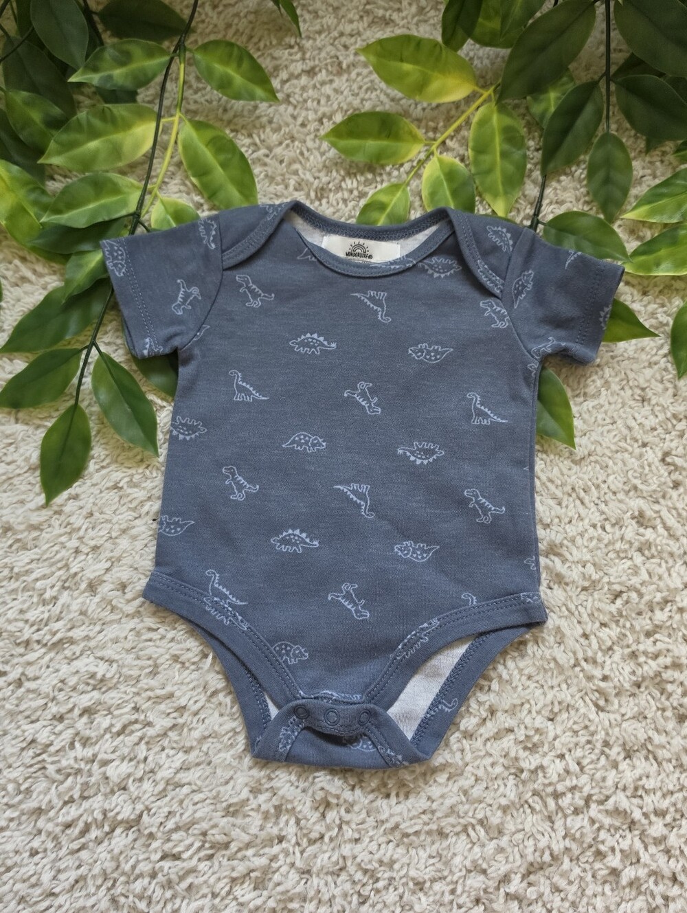 Baby Boy Two Toned Blue Dinosaur Onesie (0-3 Months)